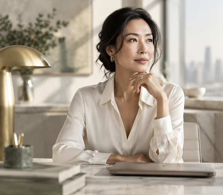 Executive support professional in a bright, refined office setting